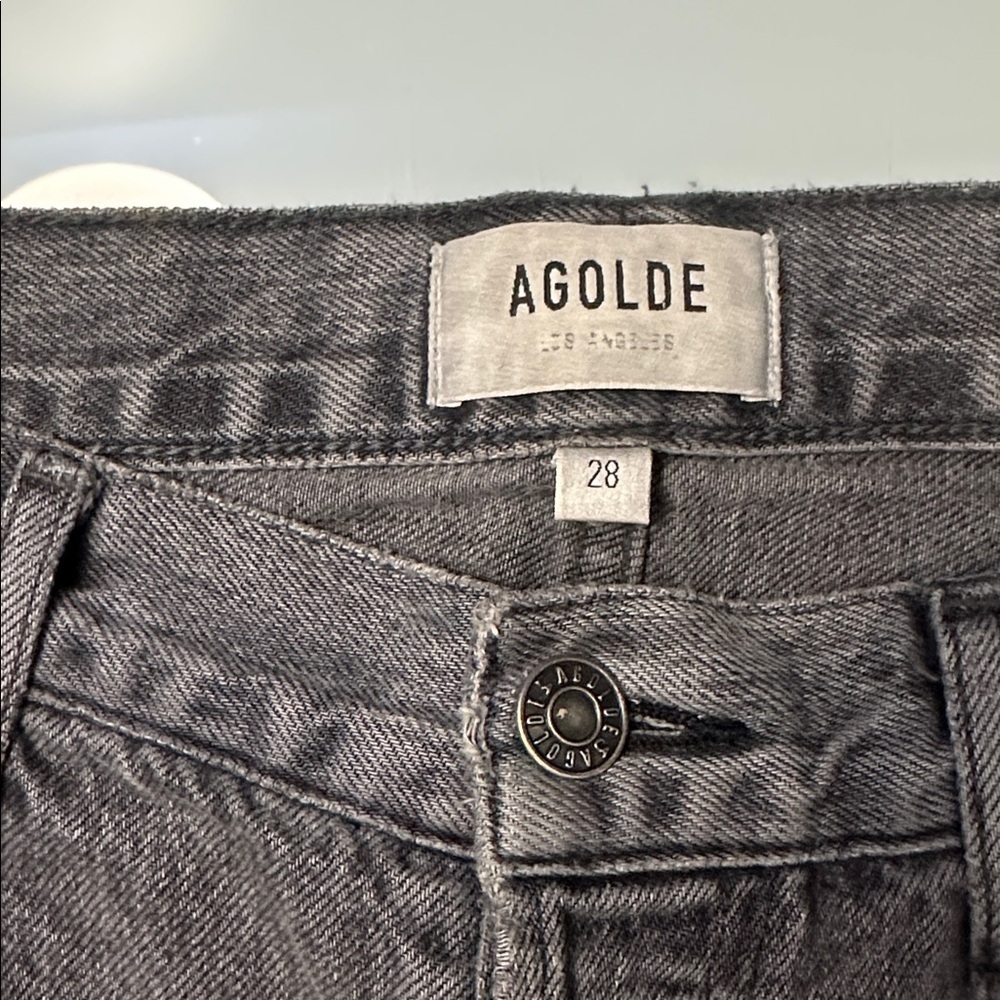 Agolde Faded Black Denim Straight Leg - Picture 2 of 8